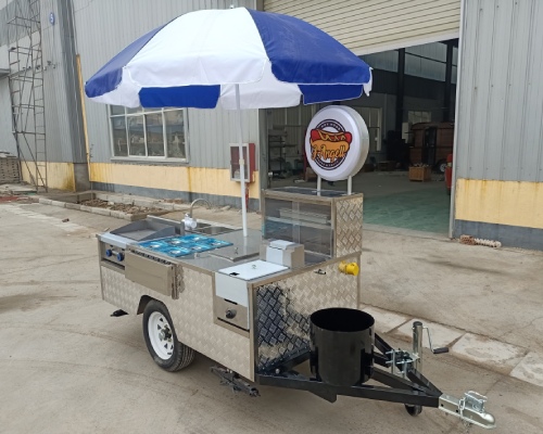 mobile hot dog cart with grill and fryer